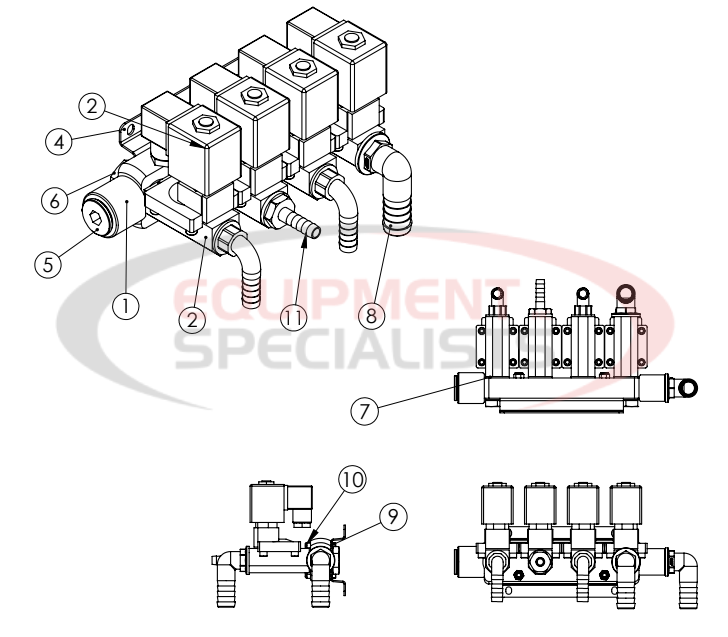 Hilltip SprayStriker Valve Assembly 4X12VDC Parts Diagram Breakdown Diagram