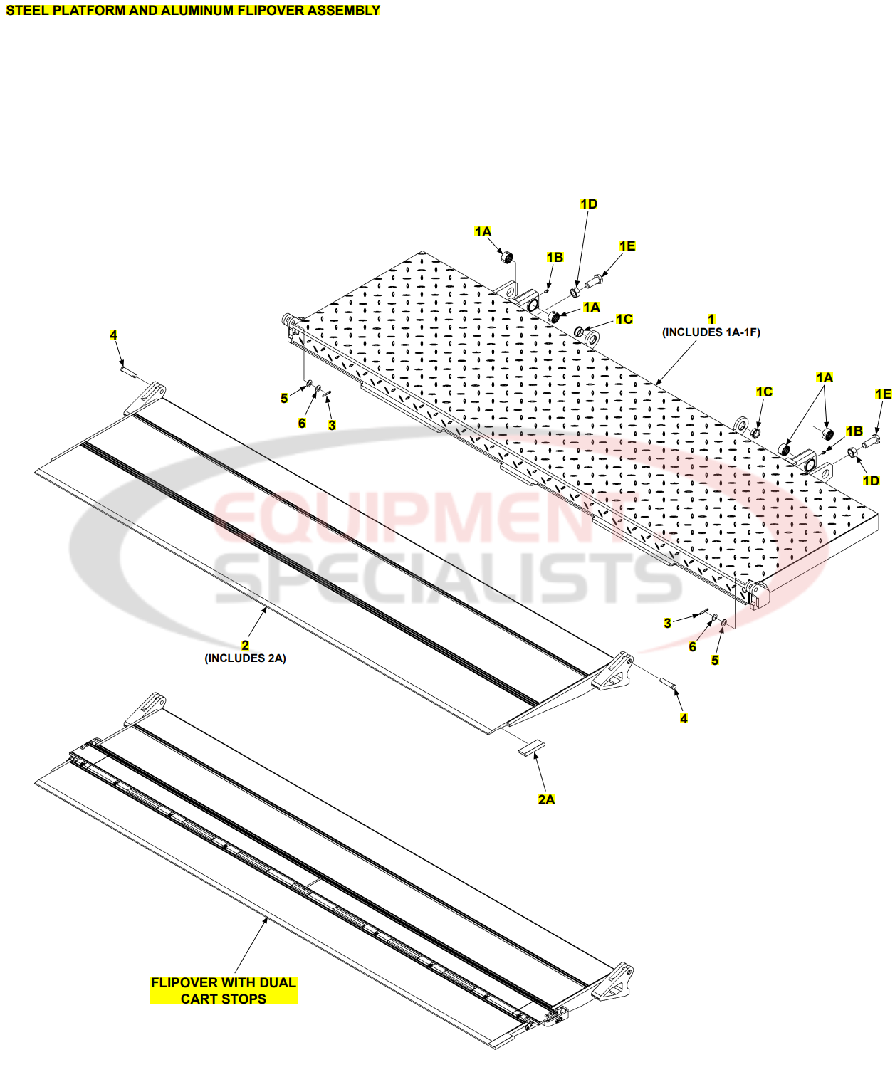 MXT 25 33 Steel Platform and Aluminium Flipover Assembly Breakdown Diagram