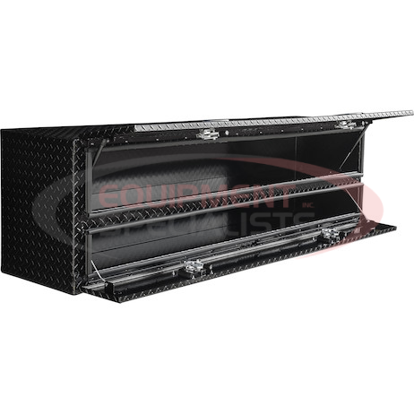 21x18x72 Inch Gloss Black Diamond Tread Aluminum Flatbed Contractor With Lower Door