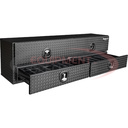 21x18x72 Inch Textured Matte Black Diamond Tread Aluminum Heavy-Duty Flatbed Contractor With Lower Drawers