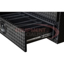 21x18x72 Inch Textured Matte Black Diamond Tread Aluminum Heavy-Duty Flatbed Contractor With Lower Drawers