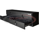 21x18x72 Inch Textured Matte Black Diamond Tread Aluminum Heavy-Duty Flatbed Contractor With Lower Drawers