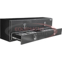 21x18x72 Inch Gloss Black Diamond Tread Aluminum Heavy-Duty Flatbed Contractor With Lower Drawers