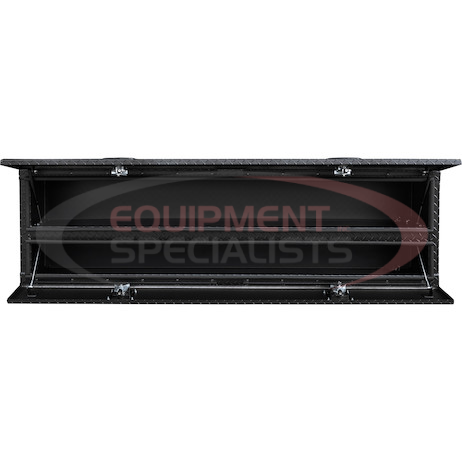 21x18x72 Inch Textured Matte Black Diamond Tread Aluminum Flatbed Contractor With Lower Door