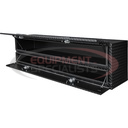 21x18x72 Inch Textured Matte Black Diamond Tread Aluminum Flatbed Contractor With Lower Door