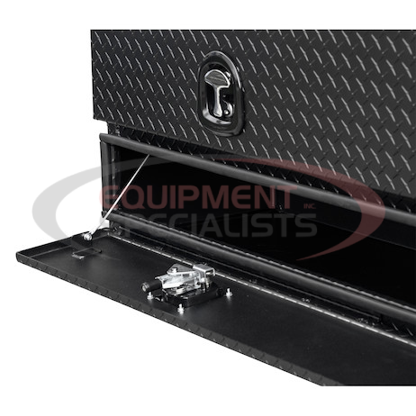 21x18x72 Inch Textured Matte Black Diamond Tread Aluminum Flatbed Contractor With Lower Door