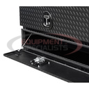 21x18x72 Inch Textured Matte Black Diamond Tread Aluminum Flatbed Contractor With Lower Door