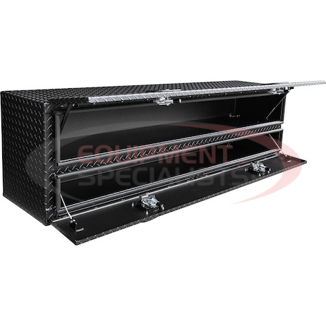 21x18x72 Inch Textured Matte Black Diamond Tread Aluminum Flatbed Contractor With Lower Door