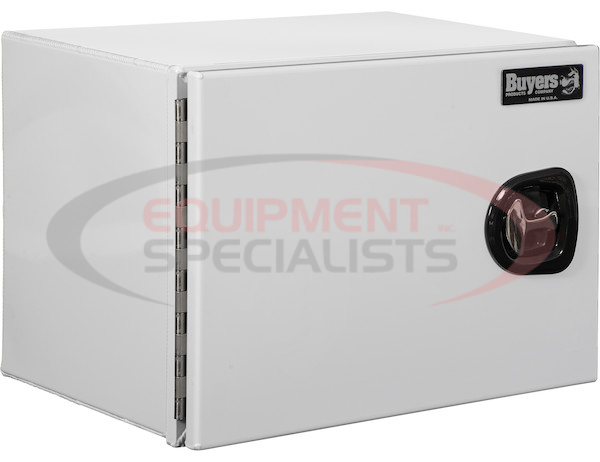 18X18X 24 INCH WHITE SMOOTH ALUMINUM UNDERBODY TRUCK TOOL BOX - SINGLE BARN DOOR, COMPRESSION LATCH