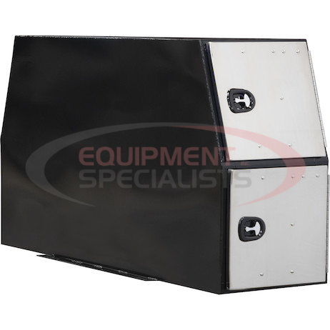 59X24X85 INCH FLAT FLOOR BLACK STEEL BACKPACK TRUCK BOX WITH STAINLESS STEEL DOORS