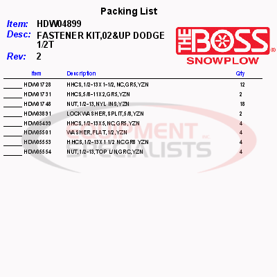 FASTENER KIT, 02UP DODGE 1/2T