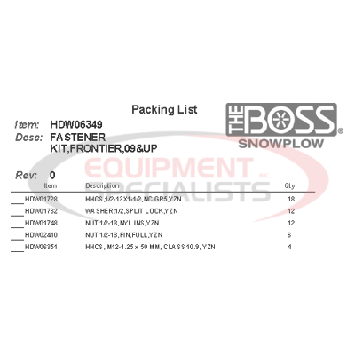 FASTENER KIT, FRONTIER, 09UP