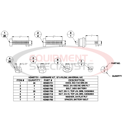 KIT-HARDWARE, 10', UNIVERSAL U/C