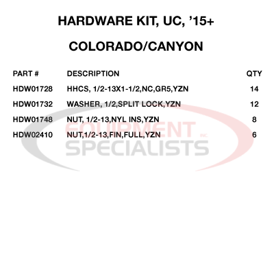 KIT-HARDWARE, UC, '15+ COLORADO/CANYON