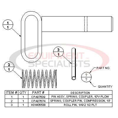 (Boss) [MSC07699] KIT-PIN, COUPLER SPRING, HD PLOW