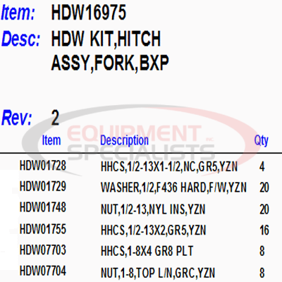 KIT-HDW, HITCH ASM, FORK, BXP